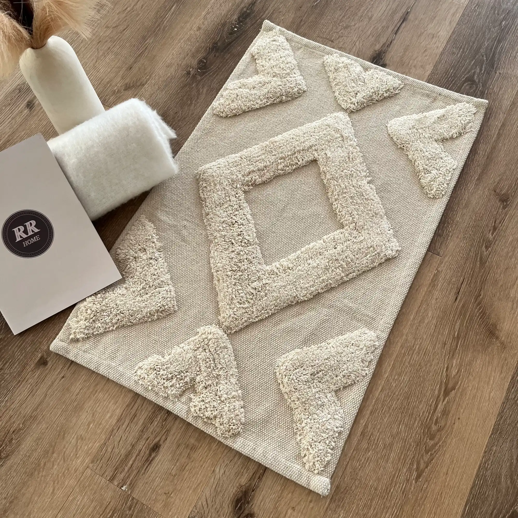 Alice, 100% Cotton, Hand Woven Bathmat, Cream