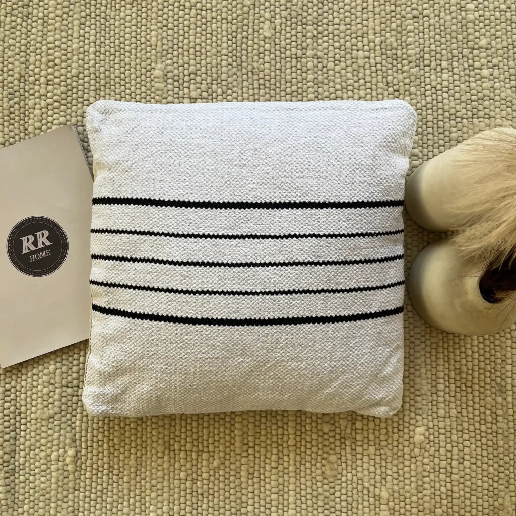 Lya, Pre-Filled Unique Hand Made Cotton Cushion, Cream Black