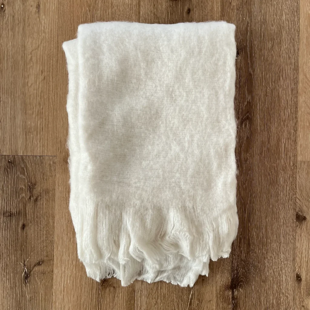 Martine, Soft Luxurious Hand Made Mohair Wool Throw, Cream