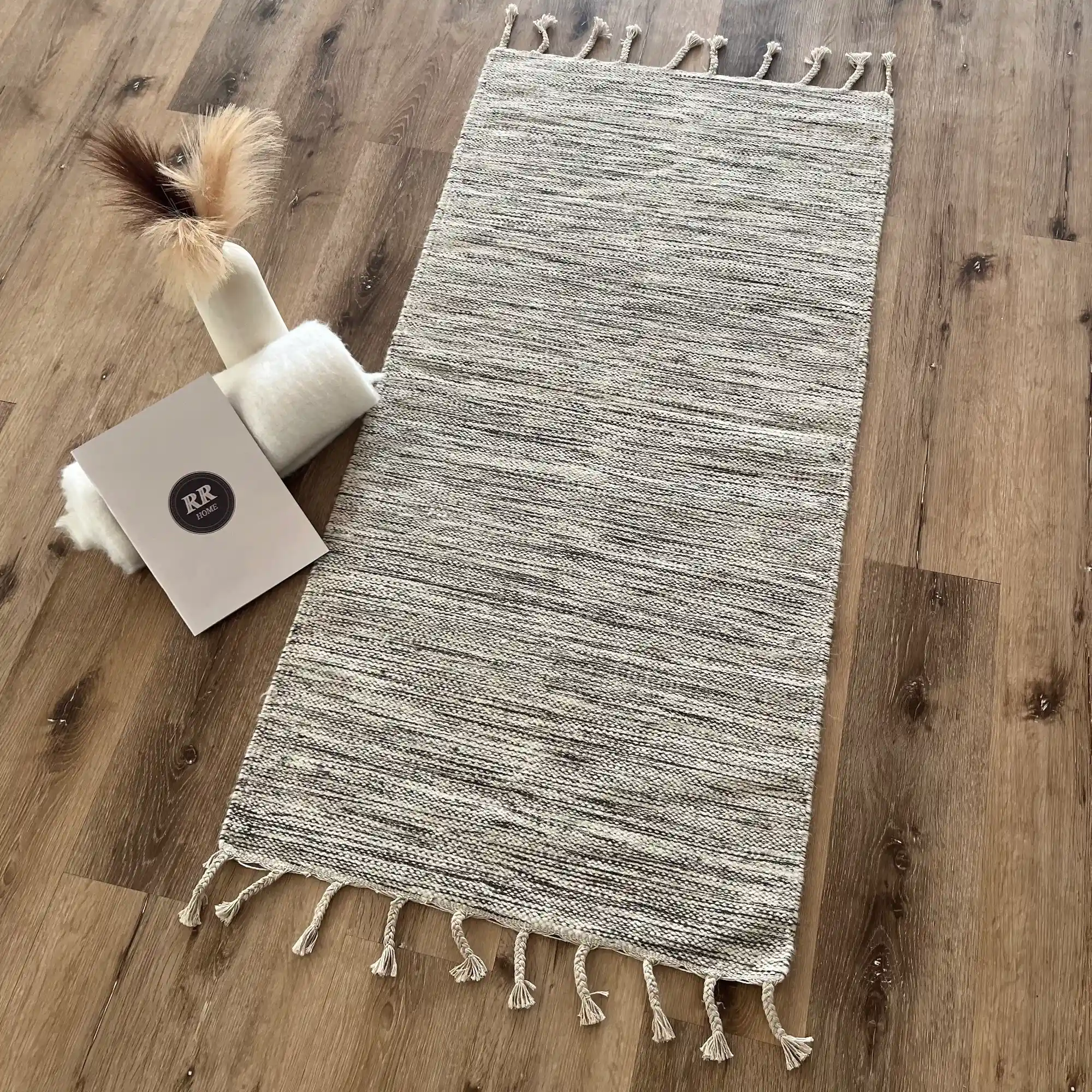 Brockwood, 100% Wool Weft, Reversible Artistic Hand Woven Woollen Area Rug, Cream Brown