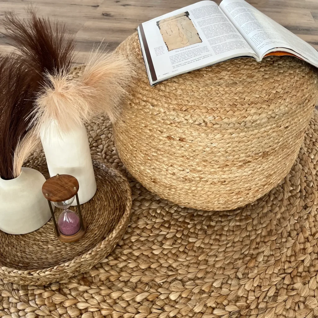 Theo, Pre-Filled Unique Hand Made Jute Pouf, Natural