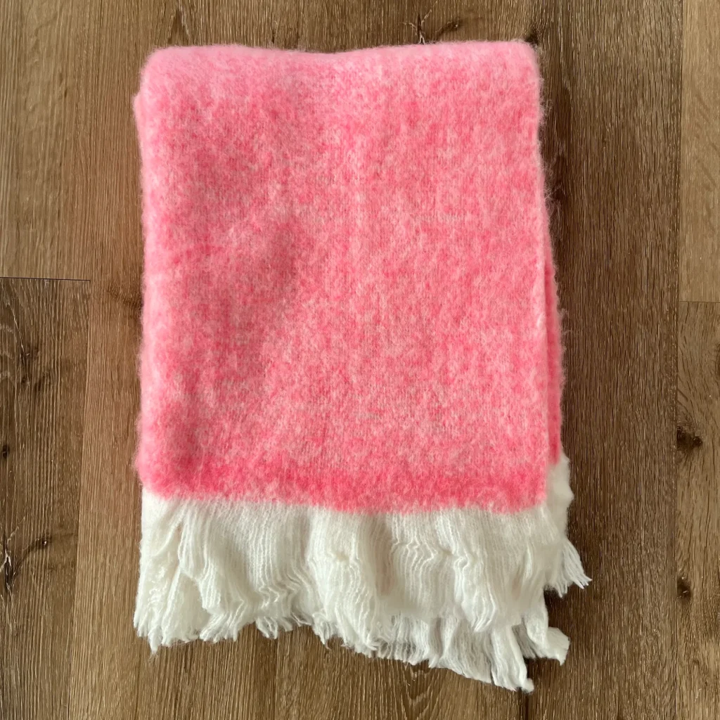 Martine, Soft Luxurious Hand Made Mohair Wool Throw, Pink