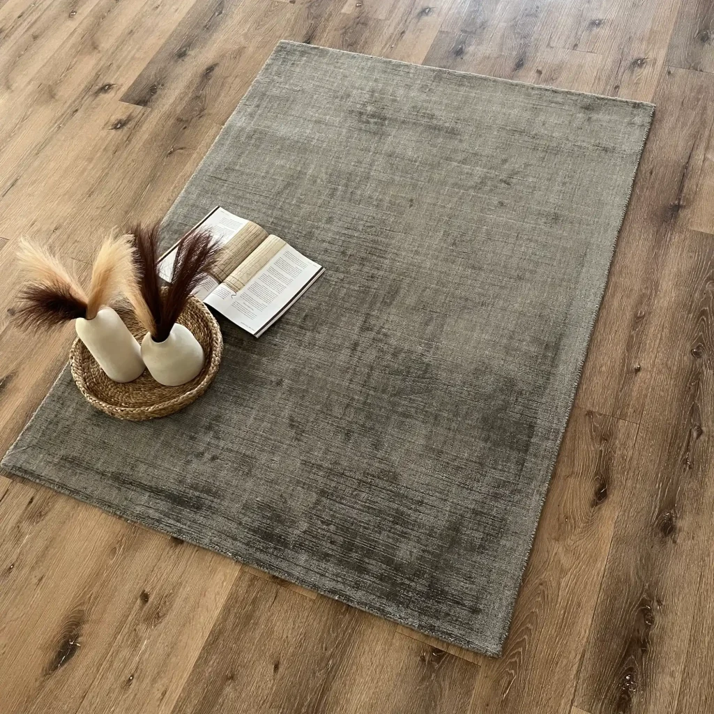 Eliot, 100% Viscose Pile, Hand Loomed Area Rug, Slate Grey