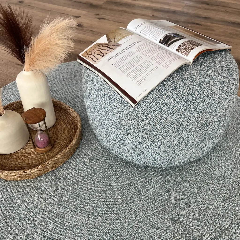 Lilac, Pre-Filled Unique Hand Made Cotton Pouf, Light Blue