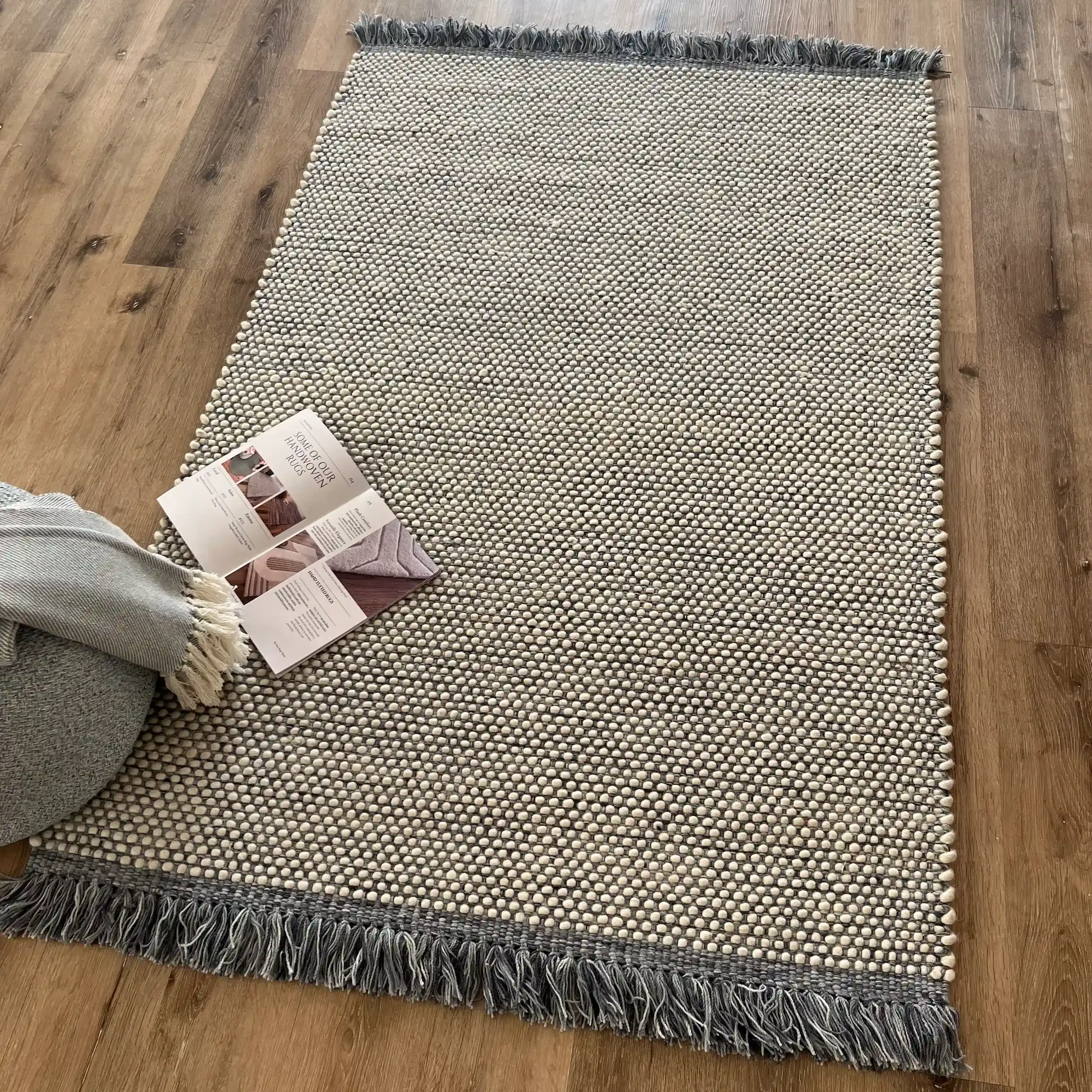 Alois, 100% New Zealand Wool, Hand Woven Woollen Area Rug, Slate Blue