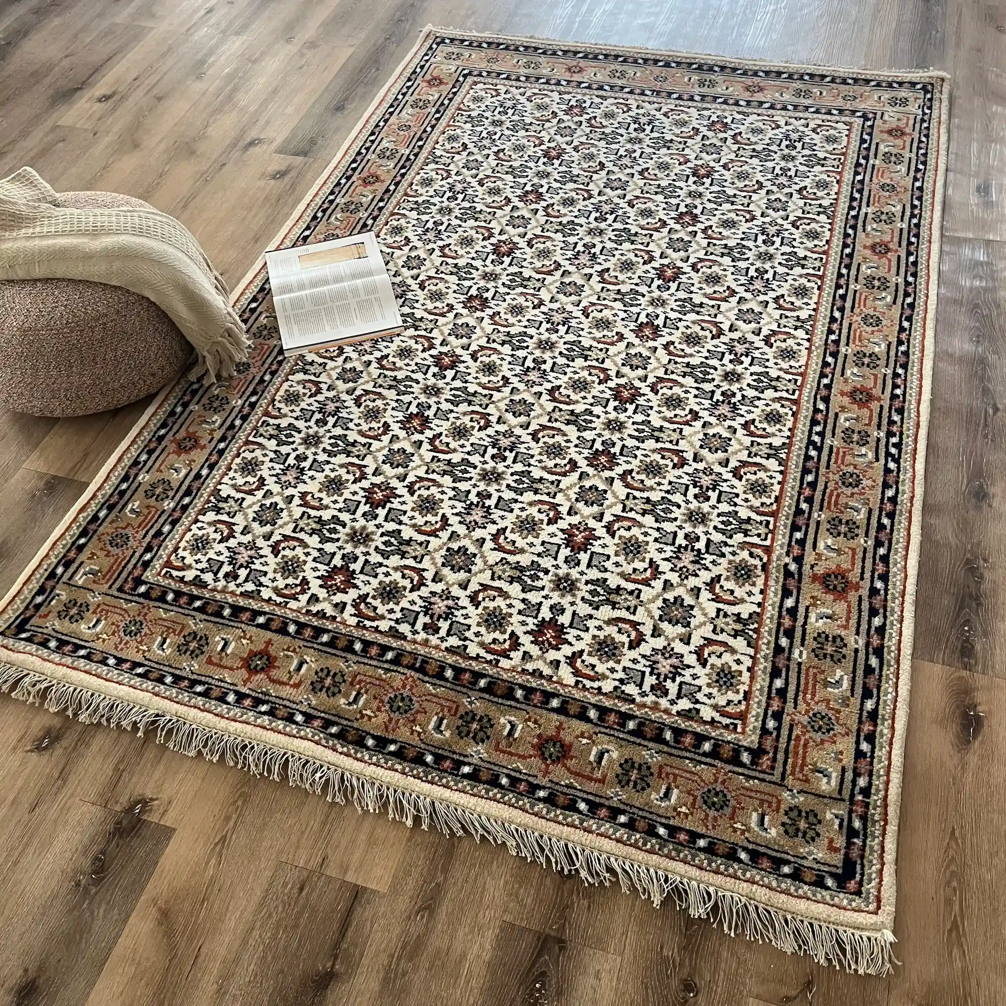 Persian Herati, 100% New Zealand Wool Pile, Wool Hand Knotted Area Rug, 170 cm x 240 cm, RRH117, Cream Brown