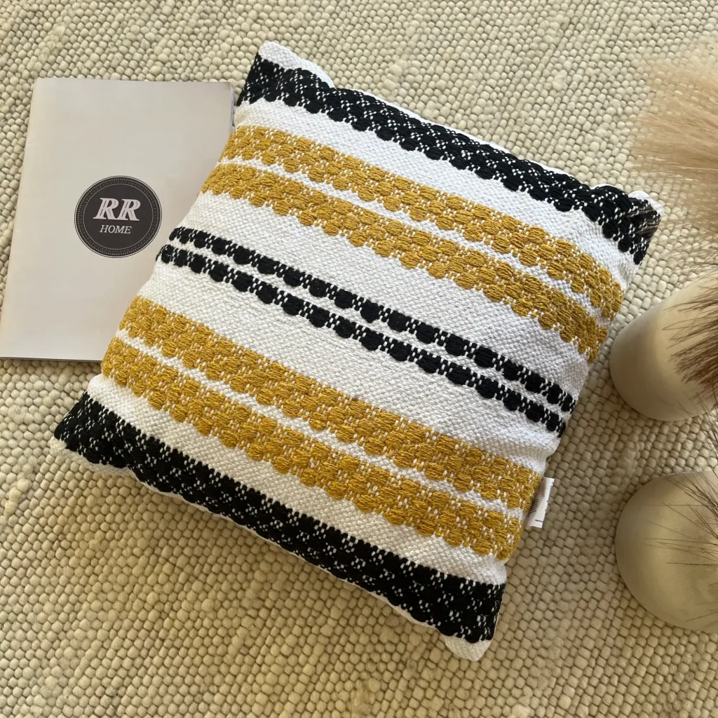 Elyna, Pre-Filled Unique Hand Made Cotton Cushion, Cream Yellow