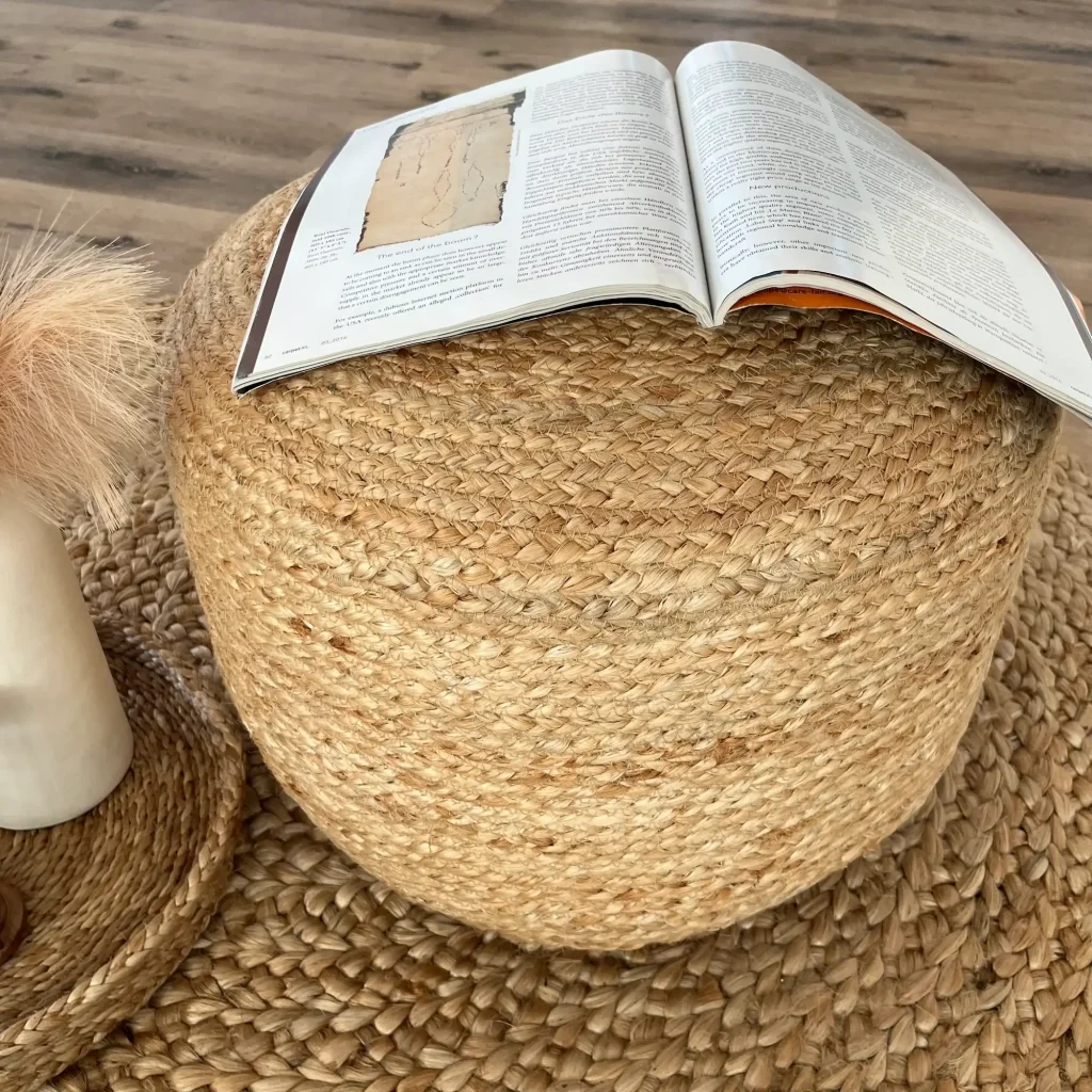 Theo, Pre-Filled Unique Hand Made Jute Pouf, Natural