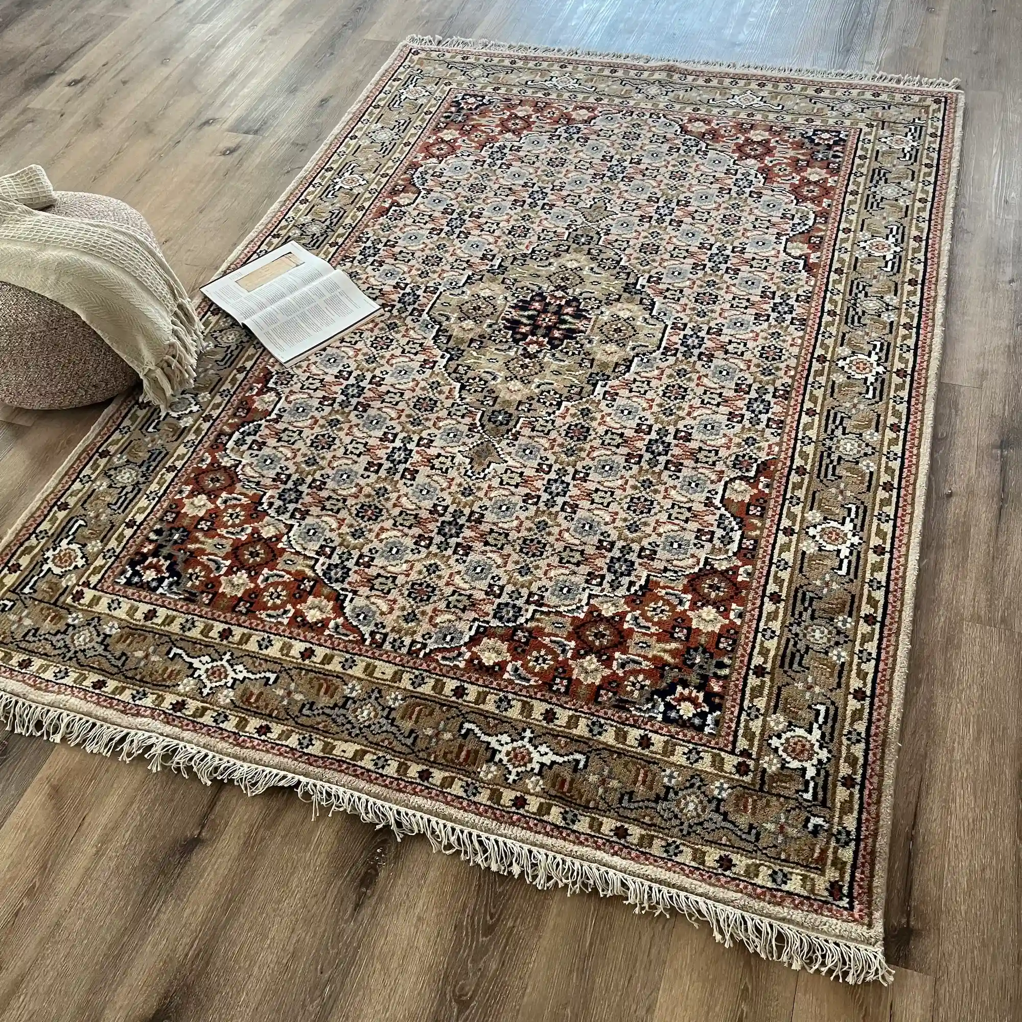 Persian Keshan, 100% New Zealand Wool Pile, Wool Hand Knotted Area Rug, 170 cm x 240 cm, RRH107, Camel Brown