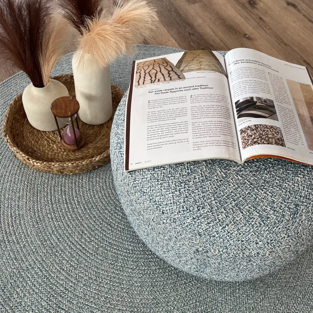 Lilac, Pre-Filled Unique Hand Made Cotton Pouf, Light Blue