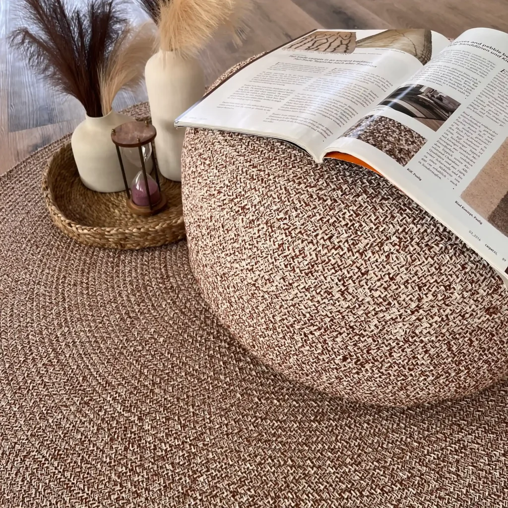 Lilac, Pre-Filled Unique Hand Made Cotton Pouf, Coffee