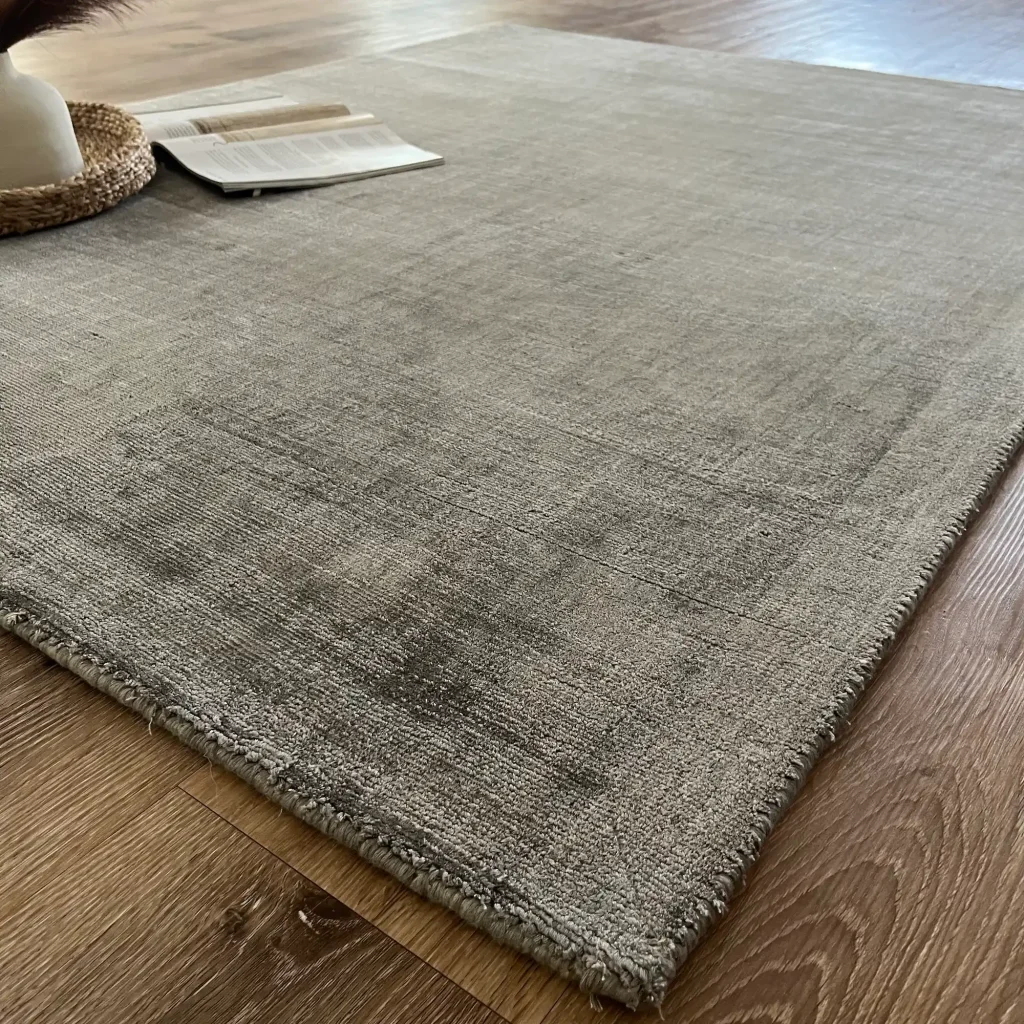 Eliot, 100% Viscose Pile, Hand Loomed Area Rug, Slate Grey