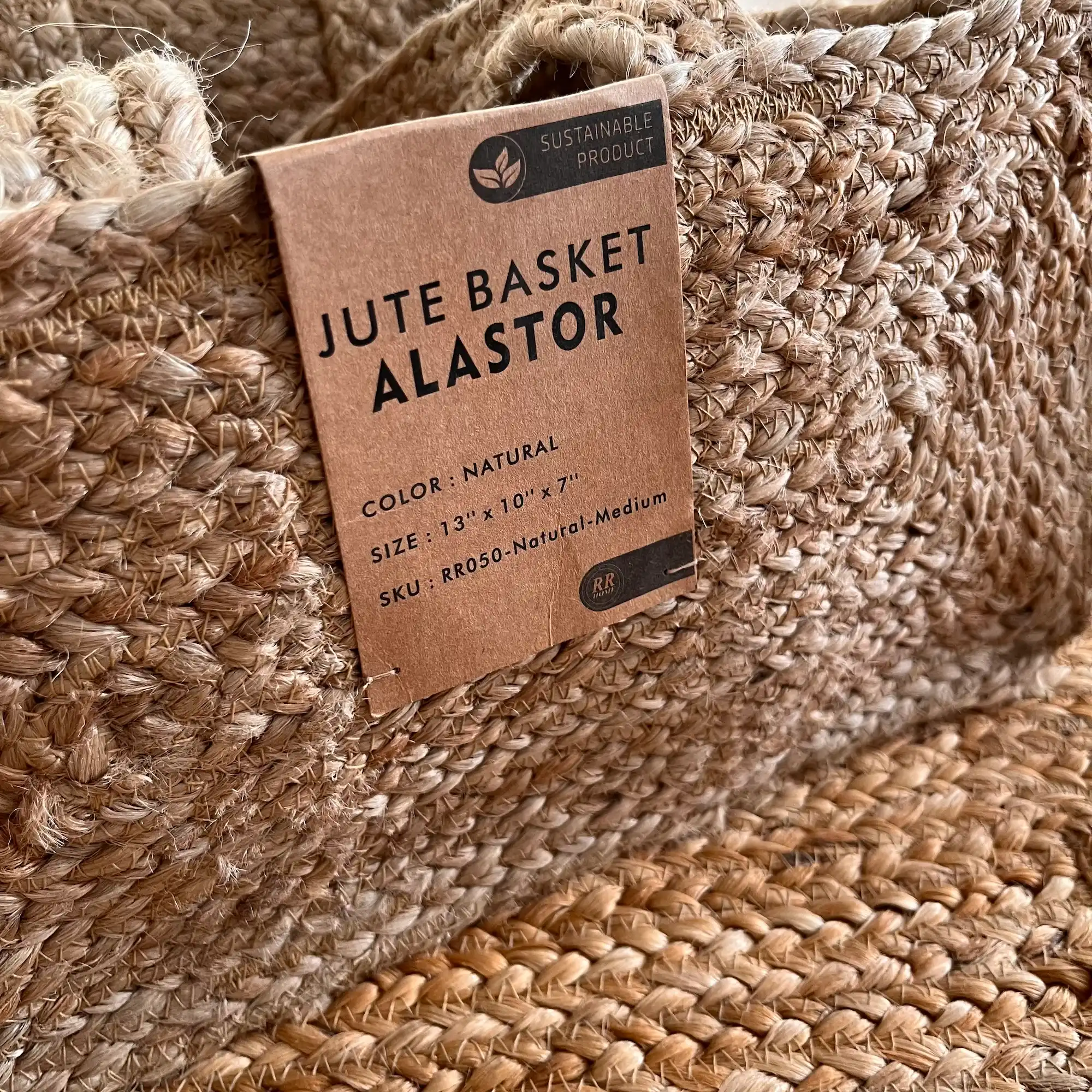 Alastor, 100% Jute, Luxurious Hand Made Jute Basket, Natural, Medium