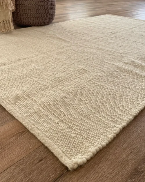 Santorini, 100% New Zealand Wool, Chunky Hand Woven Greek Area Rug, Ivory Mix