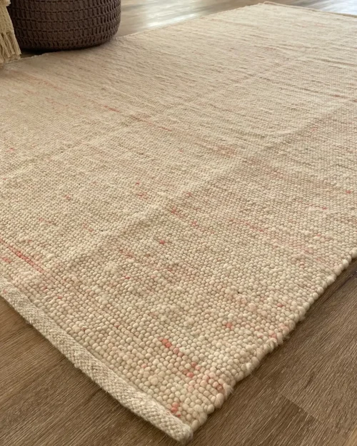 Santorini, 100% New Zealand Wool, Chunky Hand Woven Greek Area Rug, Pink