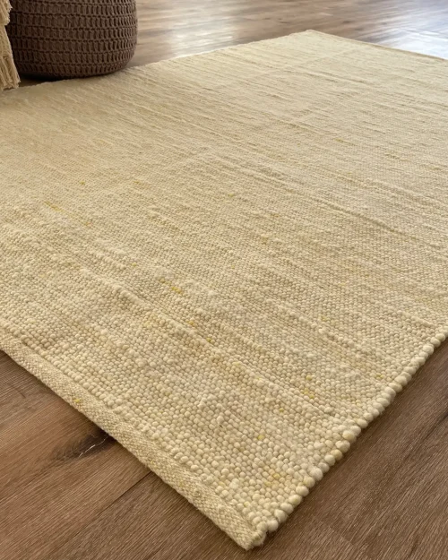 Santorini, 100% New Zealand Wool, Chunky Hand Woven Greek Area Rug, Yellow